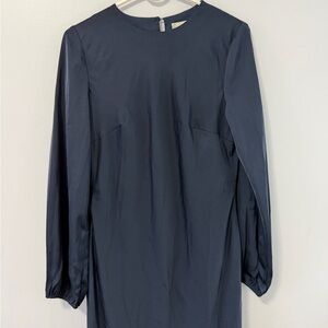 Veiled Kamila Satin Navy Blue long sleeve dress